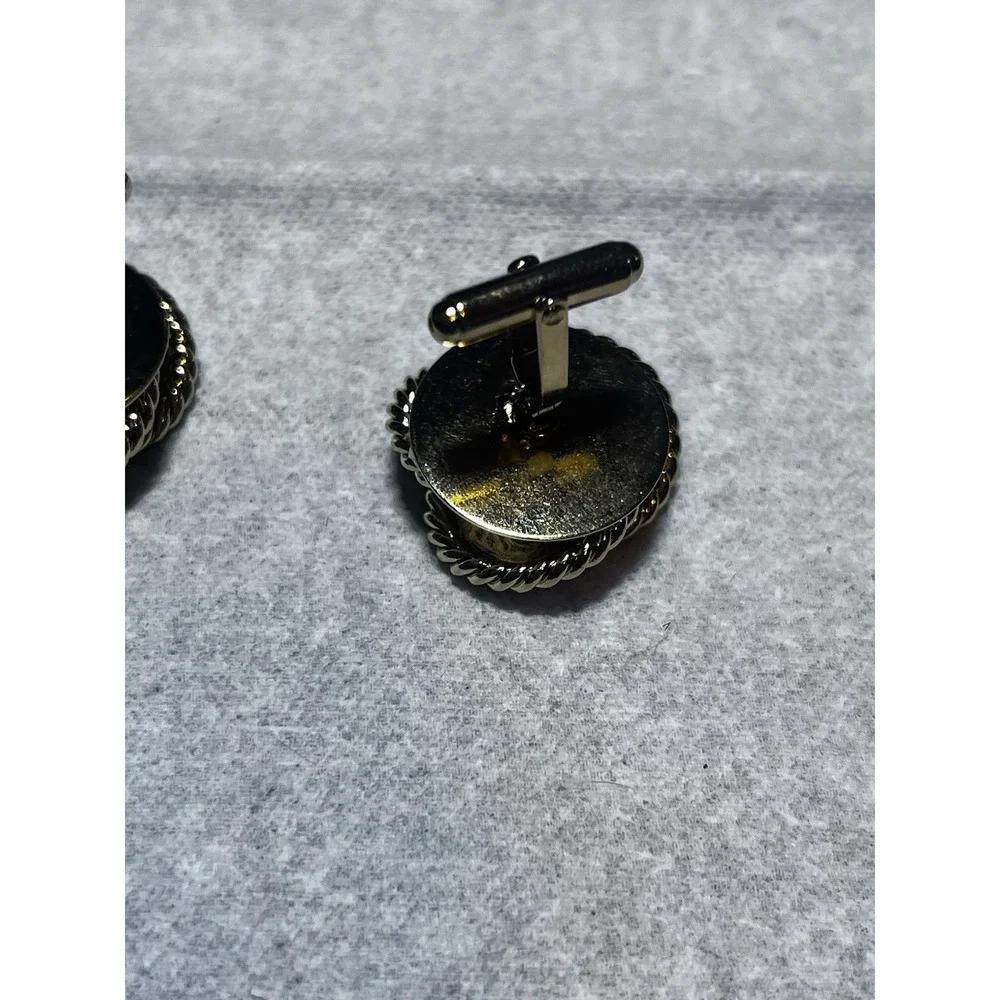 Vintage GOLD TONE CUFFLINKS Cuff Links ROPE CHAIN STRAND STYLE KNOT Classy!